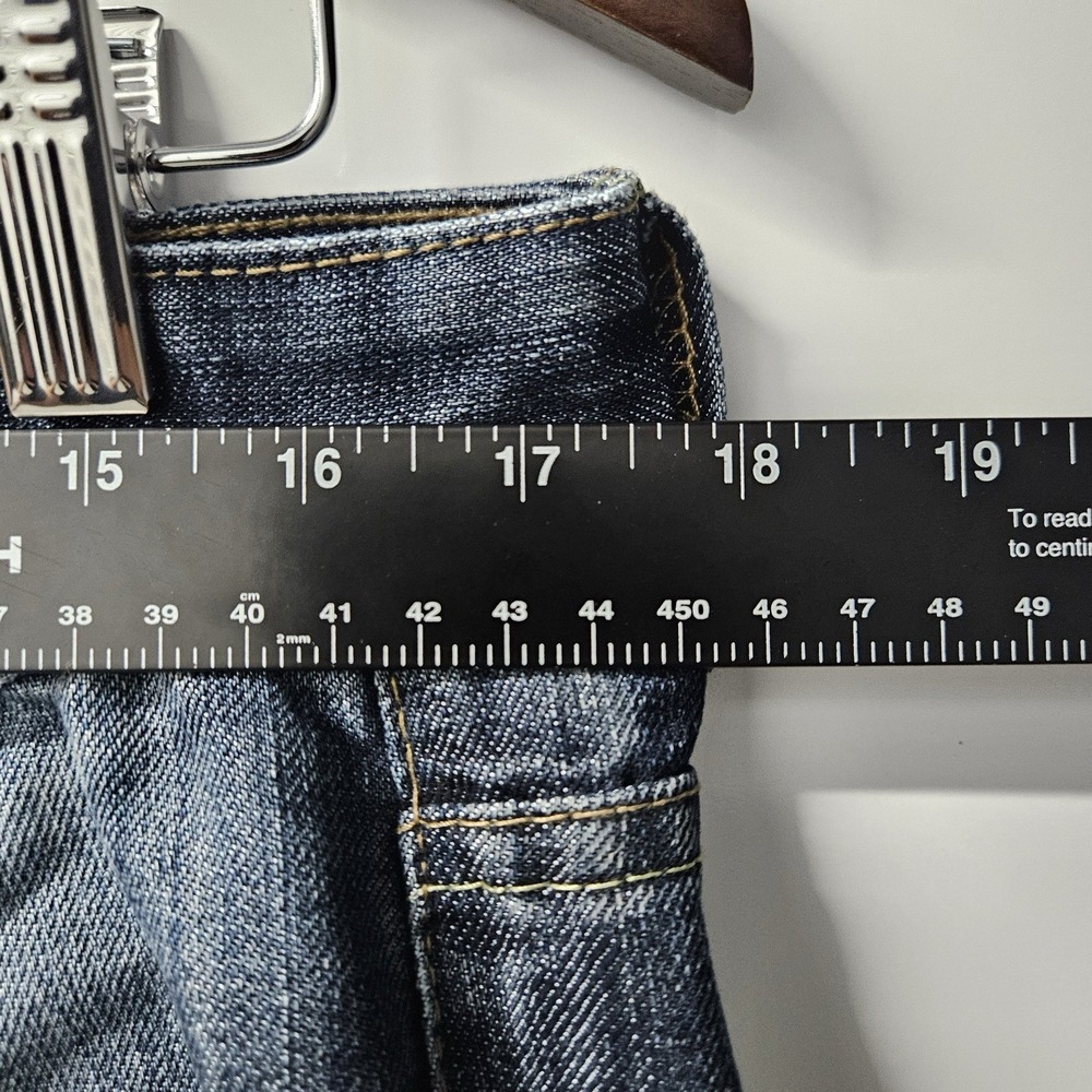 Sacred Cult Jeans Mens 36x34 Dark Wash Straight Flap Pocket Y2K Distressed - Picture 8 of 12